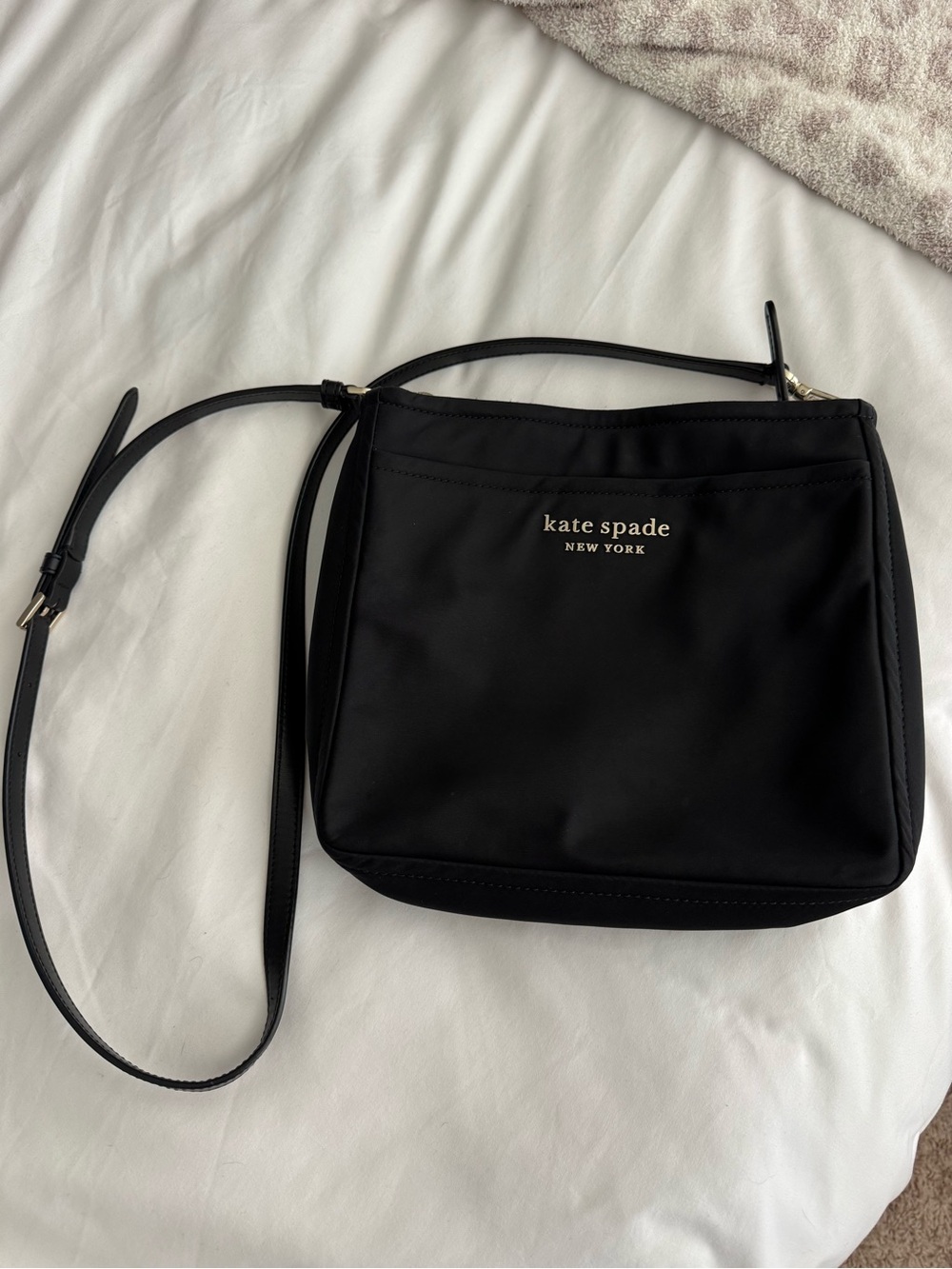 kate spade black nylon crossbody with logo